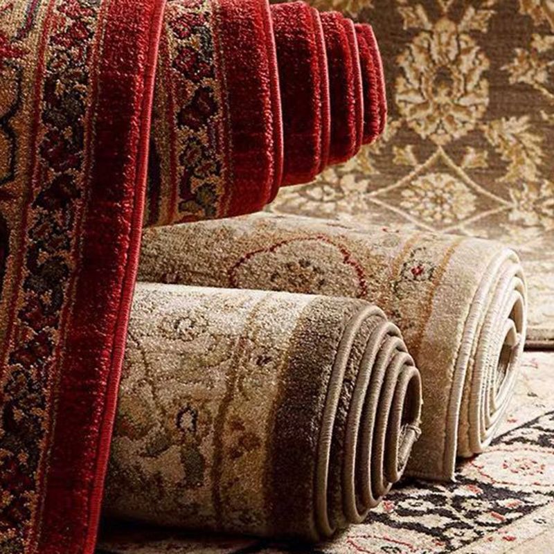 Multicolor Vintage Area Carpet Polyester Ethnic Floral Pattern Indoor Rug Easy Care Carpet for Living Room