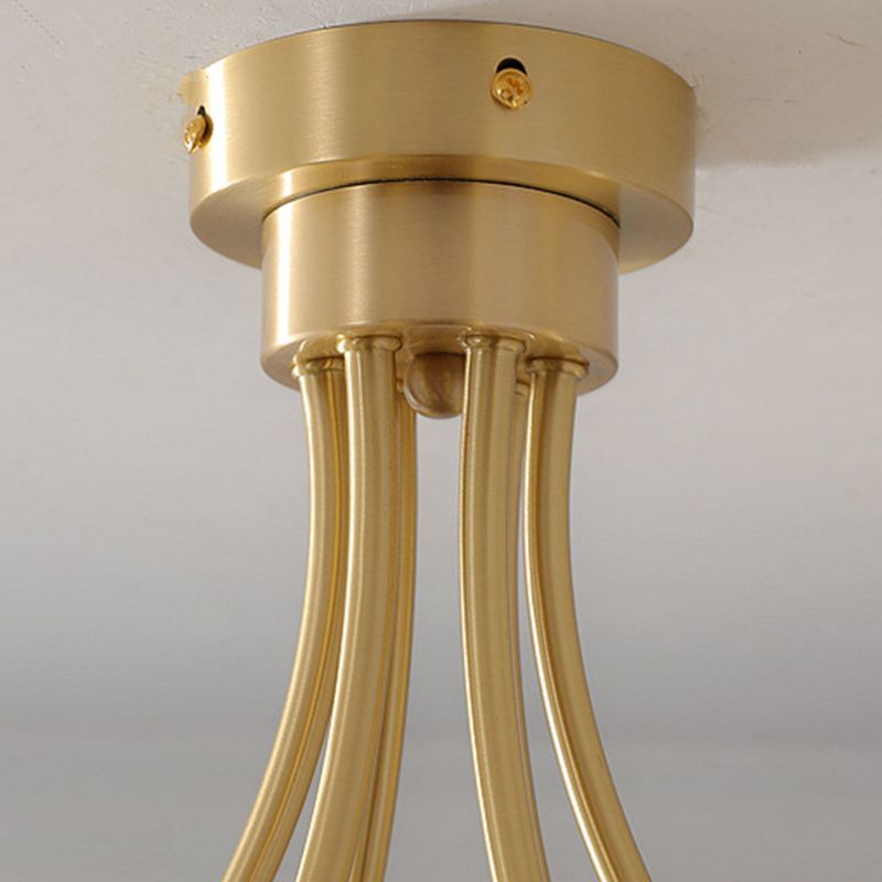 Glass Sputnik Semi Flush Mount Fixture Modern Flush Light Fixture in Gold