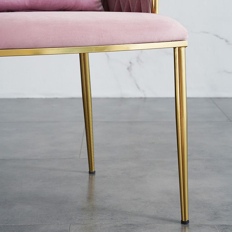 Scandinavian Bedroom Velvet Side Chair Light Color Solid Back Dining Chair