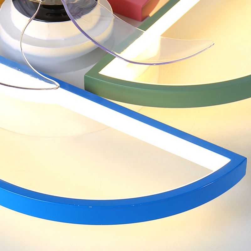 Modern Metal Ceiling Fan Lamp Cartoon LED Flush Mount Ceiling Light for Children's Room