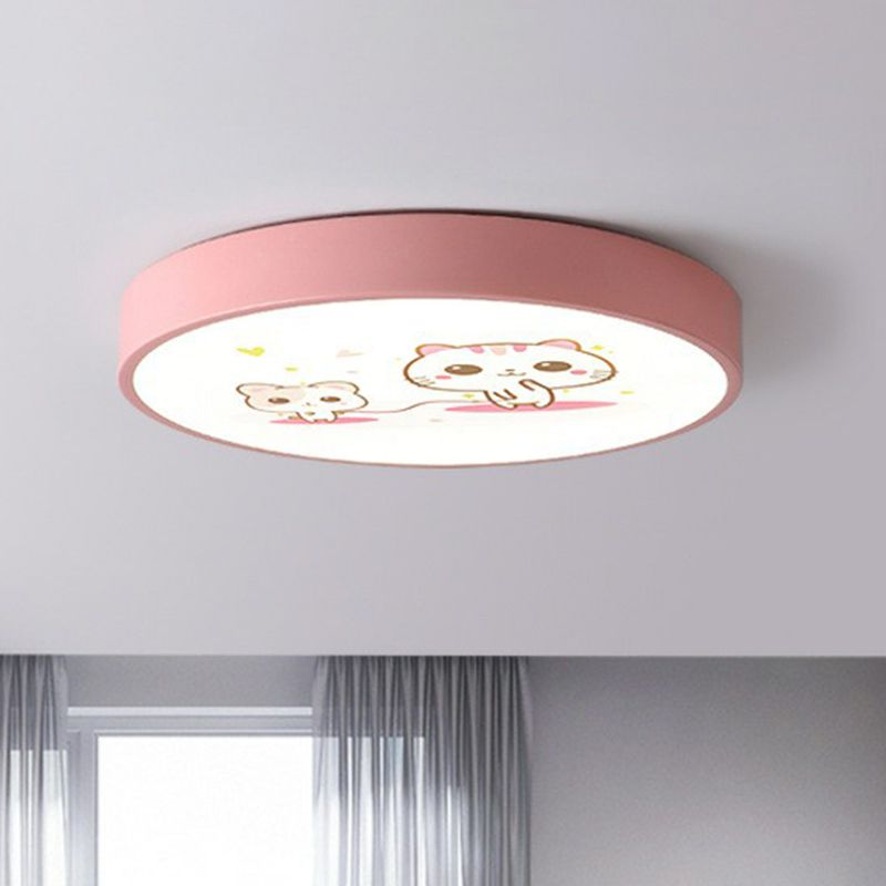 Éclairage encastré circulaire pour chambre à coucher, luminaire LED en acrylique de Style enfants avec dessin animé à motifs