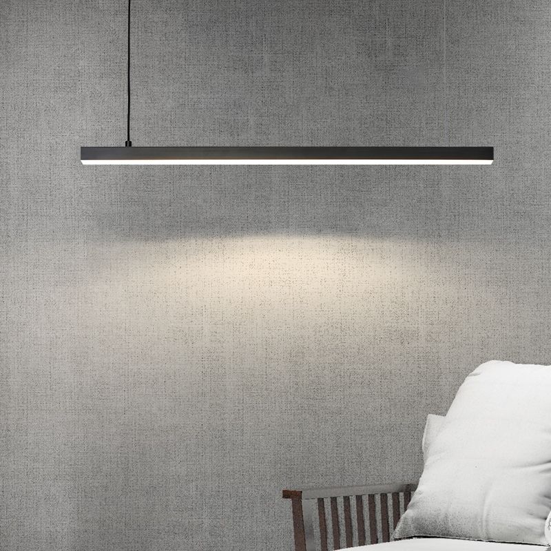 Black Copper Island Lighting Fixtures Modern 1-Light Linear Restaurant LED Suspension Lamp