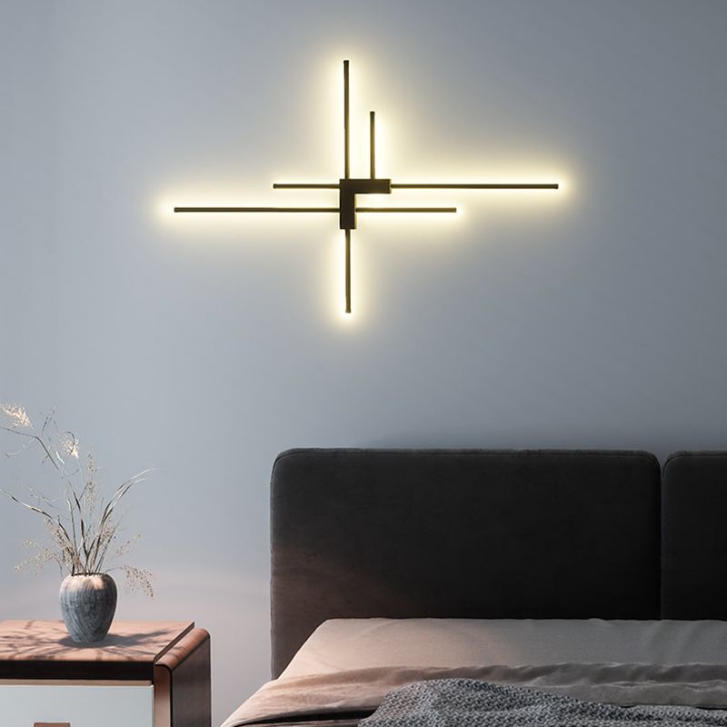 Postmodern Metal Black Wall Sconce Multi Light Led Wall Mounted Light for Bedroom