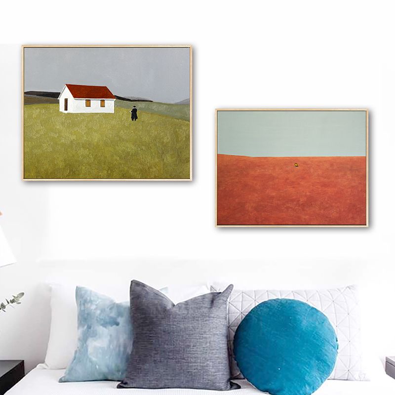 Pastel Color Scenery Wall Art Textured Nordic Sitting Room Canvas Print, Multiple Sizes