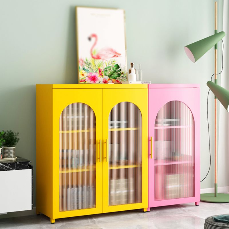 Contemporary Metal Standard Bookcase Closed Back Vertical Bookcase with Glass Door