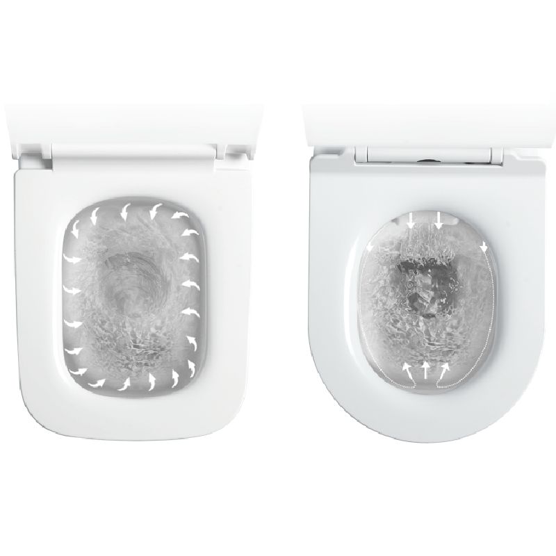 Modern White Siphon Jet Flush Toilet One-Piece Wall-mount Toilet for Bathroom