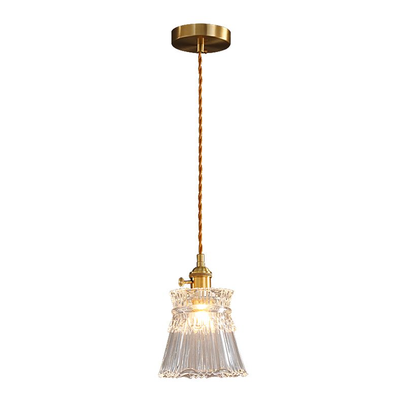 Glass Industrial Pendant Light 1-Light Hanging Ceiling Light for Bedroom