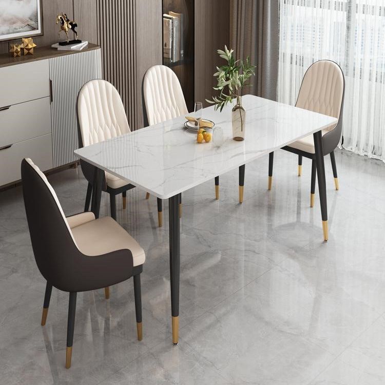Contemporary Rectangle Dining Site Table Stone Furniture with 4 Legs