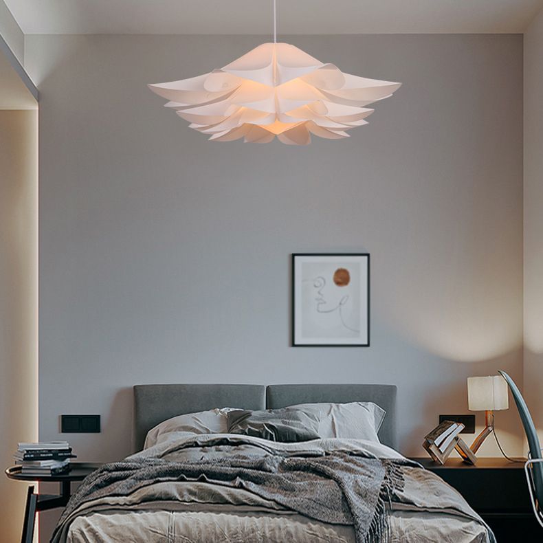Flower Pendant Ceiling Light Contemporary Style Acrylic White Hanging Pendant Light
