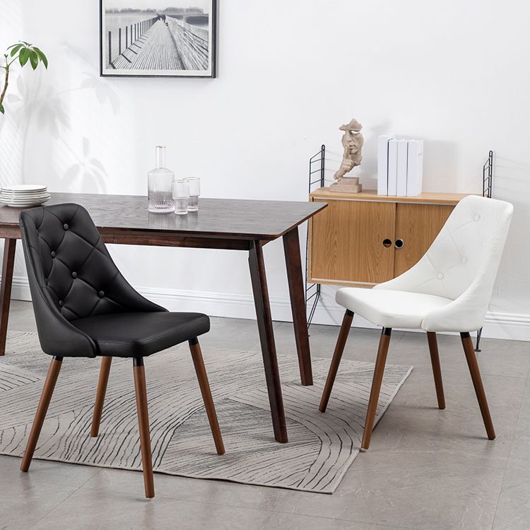 Modern PU Leather Dining Chairs Parsons Furniture with Wood Legs in Matte Finish for Home