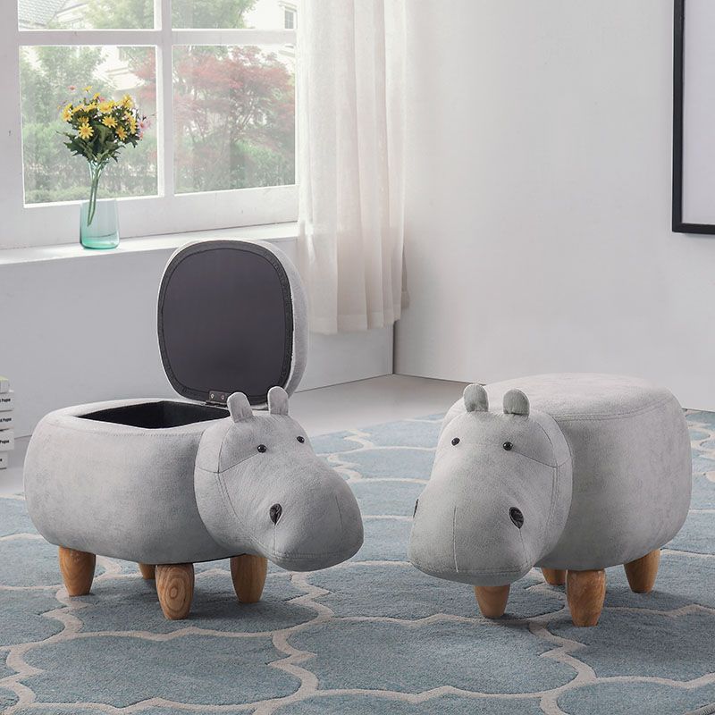 Leather Standard Stool Modern Style Simple Household Hippo Footstool