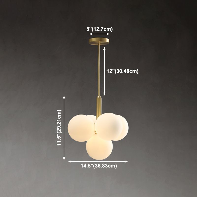 Globe -vorm kroonluchter lamp Noordse multi -licht hangend licht met glas voor slaapkamer