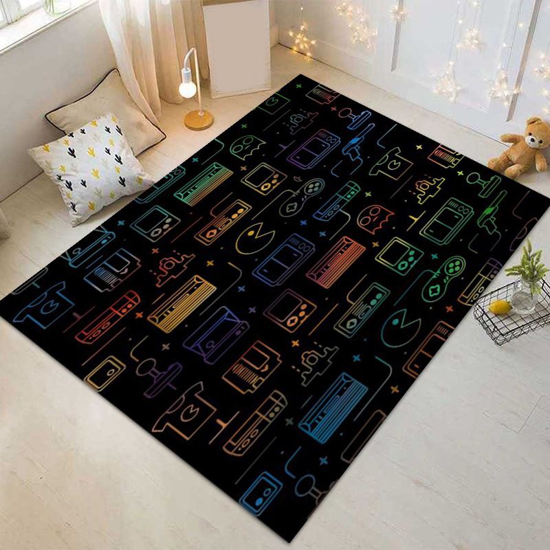 Trendy Gamepad Printed Carpet Polyester Indoor Rug Pet Friendly Rug for Adult's Bedroom