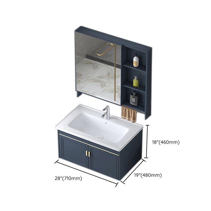 Modern Wall-Mounted Sink Vanity Blue Wall Mount Vanity Cabinet
