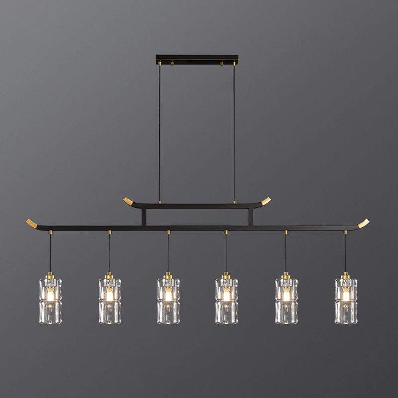 Accesorios de iluminación de la isla de cilindro iluminación de isla de cocina contemporánea con sombra de cristal