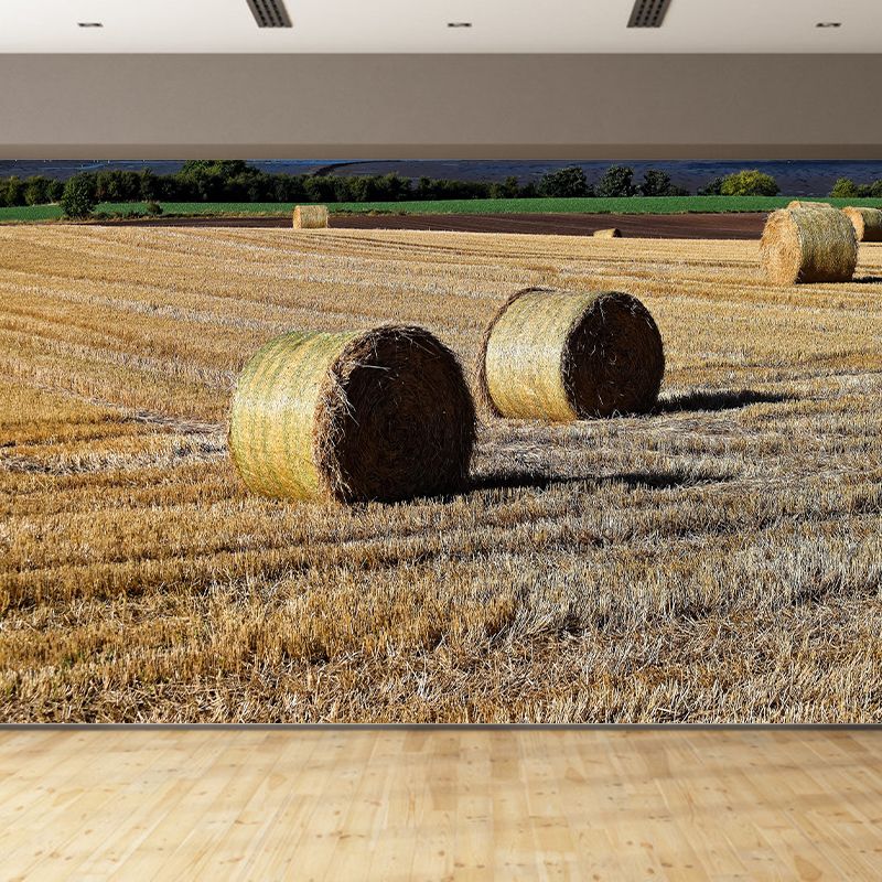 Customized Straw Bales Mural Environment Friendly Wallpaper for Reading Room