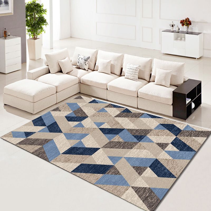Mehrfarbiger kreativer moderner Teppich mit asymmetrischem Geometrie-Design, Teppich aus Polyester mit rutschfester Rückseite für die Inneneinrichtung