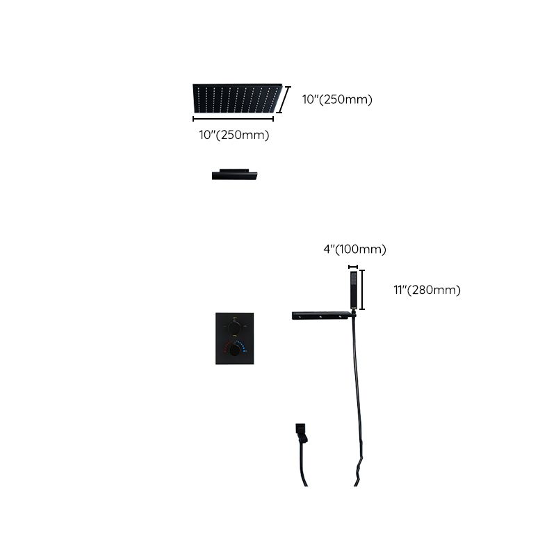 Modern Shower Faucet Adjustable Water Flow Rain Shower Head Shower System in Black