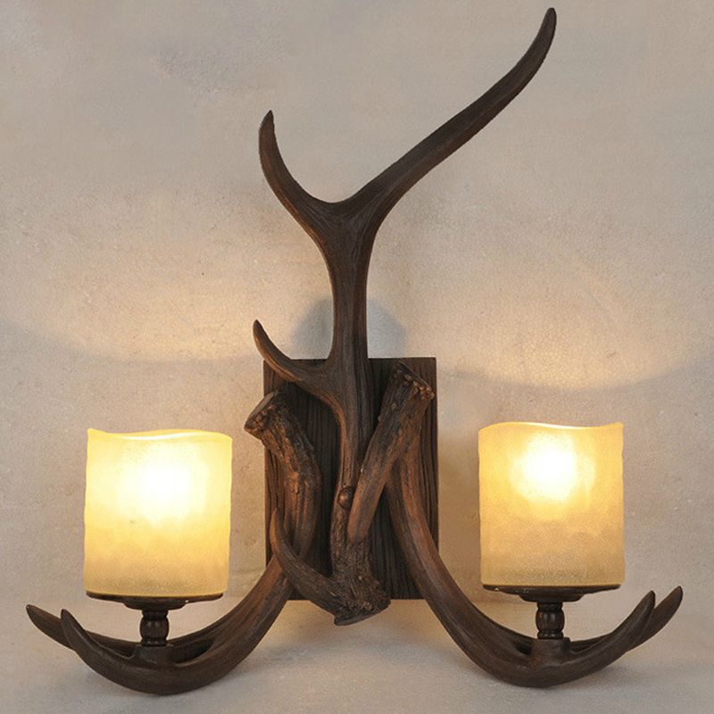 Sconcetto a 2 teste Doconcetto Doconce Idea di illuminazione a parete in vetro opale marrone con design di corna