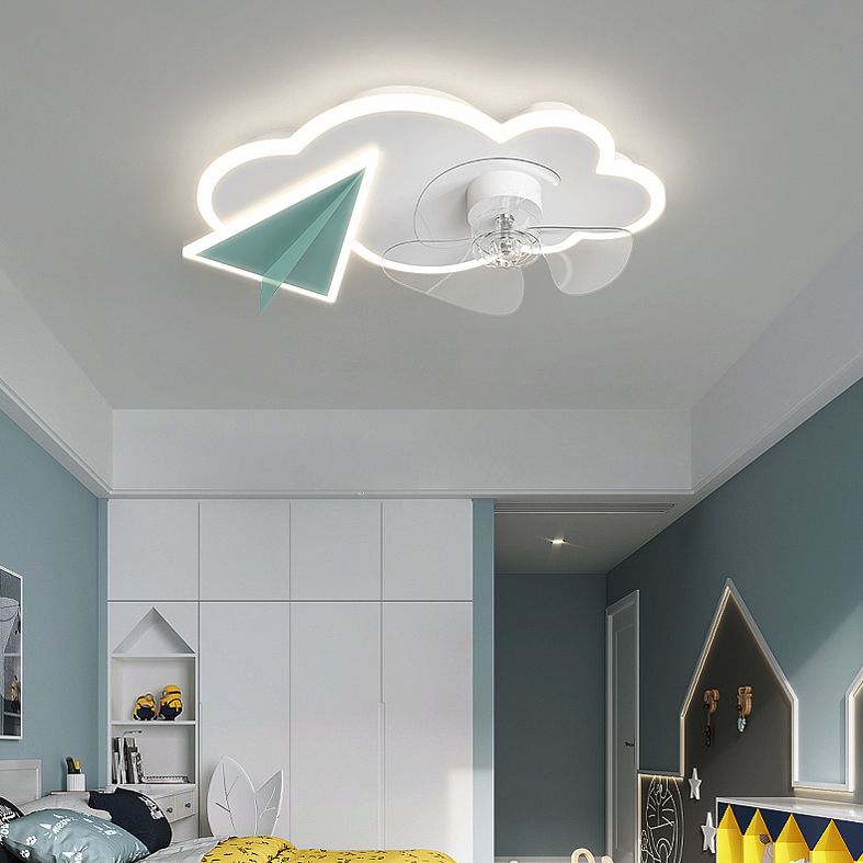 Cartoon slaapkamer plafondventilator verlichting armatuur acryl kinderen stijl semi -flush light