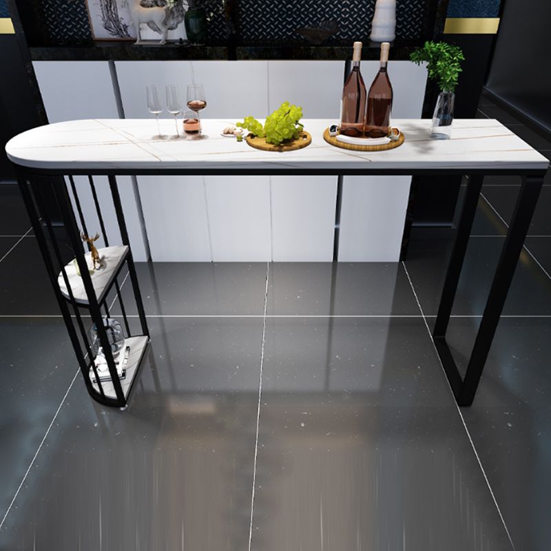 Stone Bar Dining Table Modern Bar Table with Double Pedestal for Balcony Kitchen