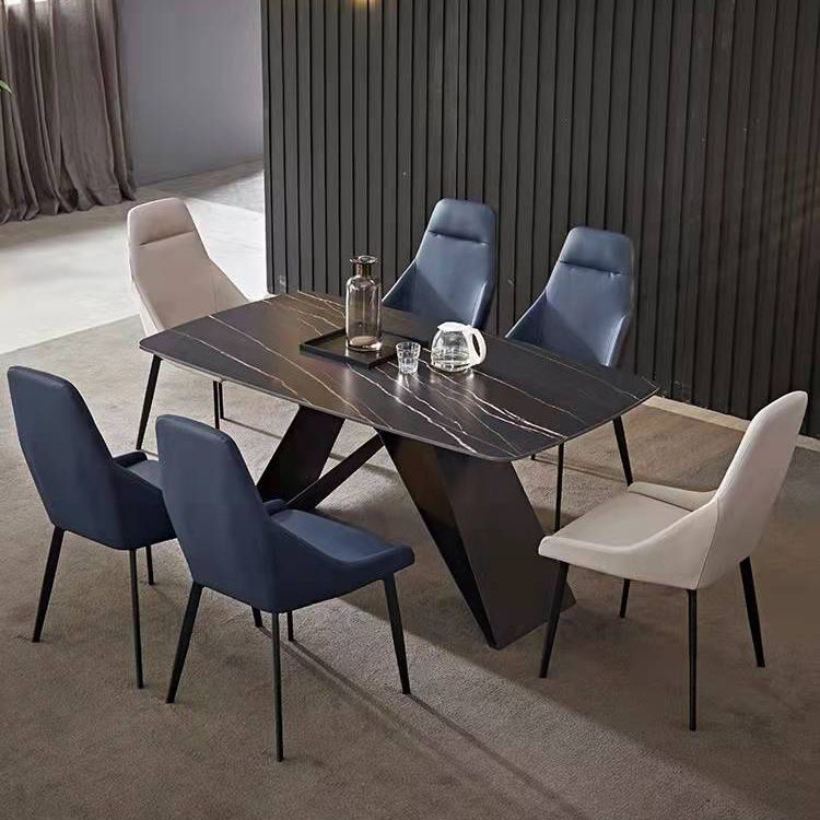 Contemporary Rectangle Dining Table Double Pedestal Furniture for Dining Room
