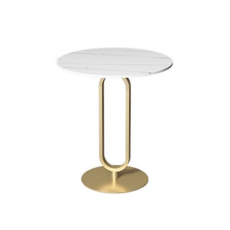 Modern Style Slate Top Metal Base White/black Round Side Table