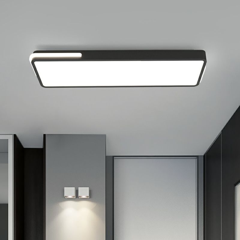 Rectangular Corridor Flush Mount Lighting Acrylic Minimalistic LED Flush Light in Black