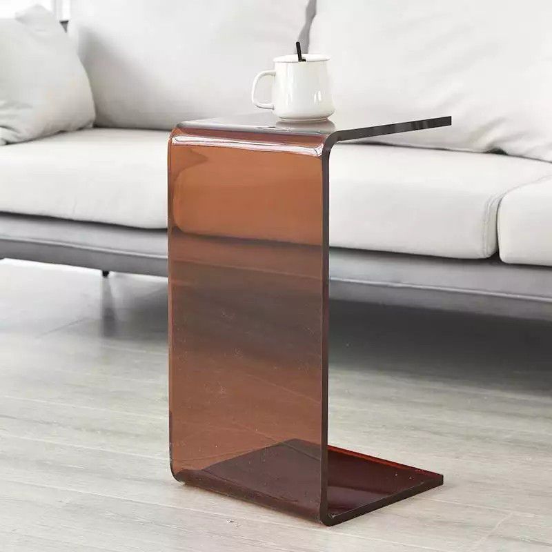 Modernistic Plastic Square Side End Table Modern Sled Sofa Side Accent Table
