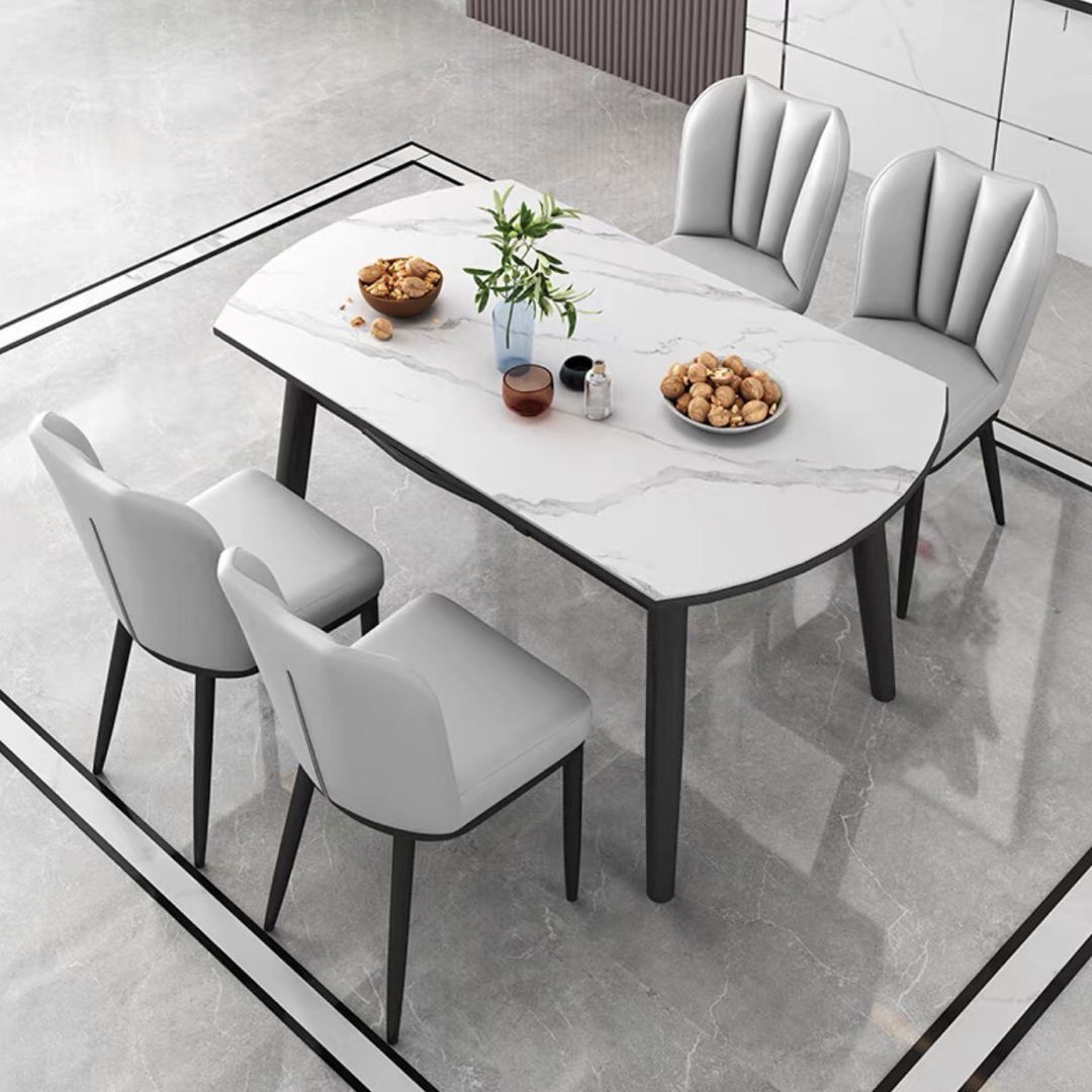 Kitchen Modern Sintered Stone Dining Table of Traditional Height with Space-Saving Dining Room Sets