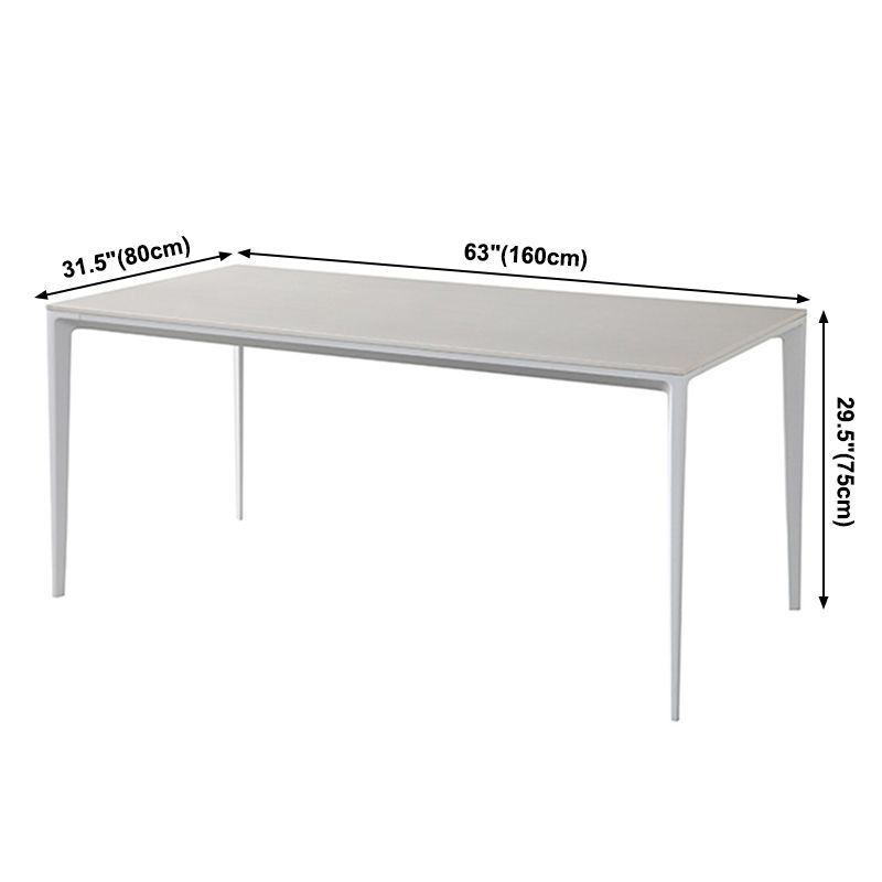Semplice tavolo da pranzo cucina bianca tavolo da pranzo standard di pietra sinterita con 4 gambe