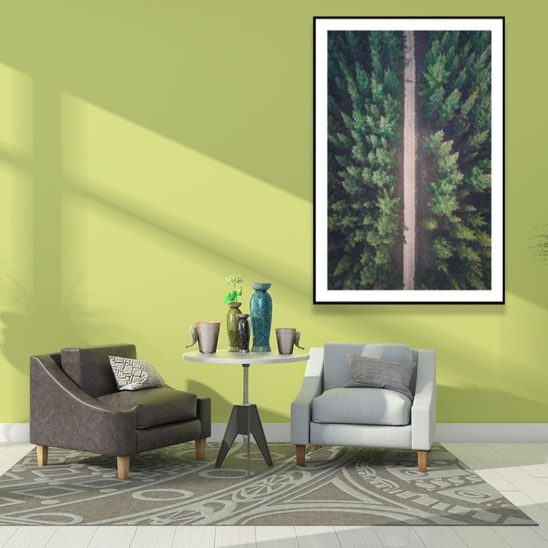 Autoroute moderne en toile forestière pour décor d’art mural de salon en vert, plusieurs tailles disponibles