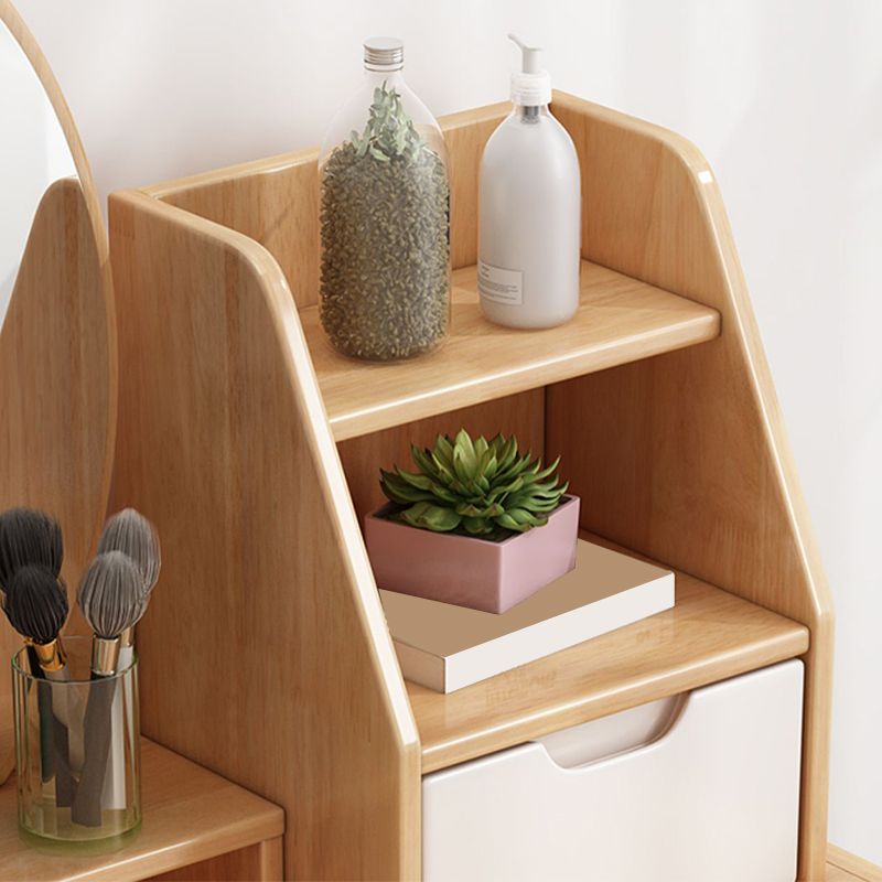 Wood-based Panel Walnut/log with 2 Drawers and Dressing Table with Storage Racks