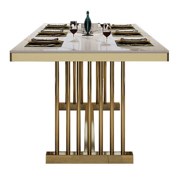 Glam Standard Kitchen Esstisch Weiß gesinterte Stein Esstisch mit Trestle Basis