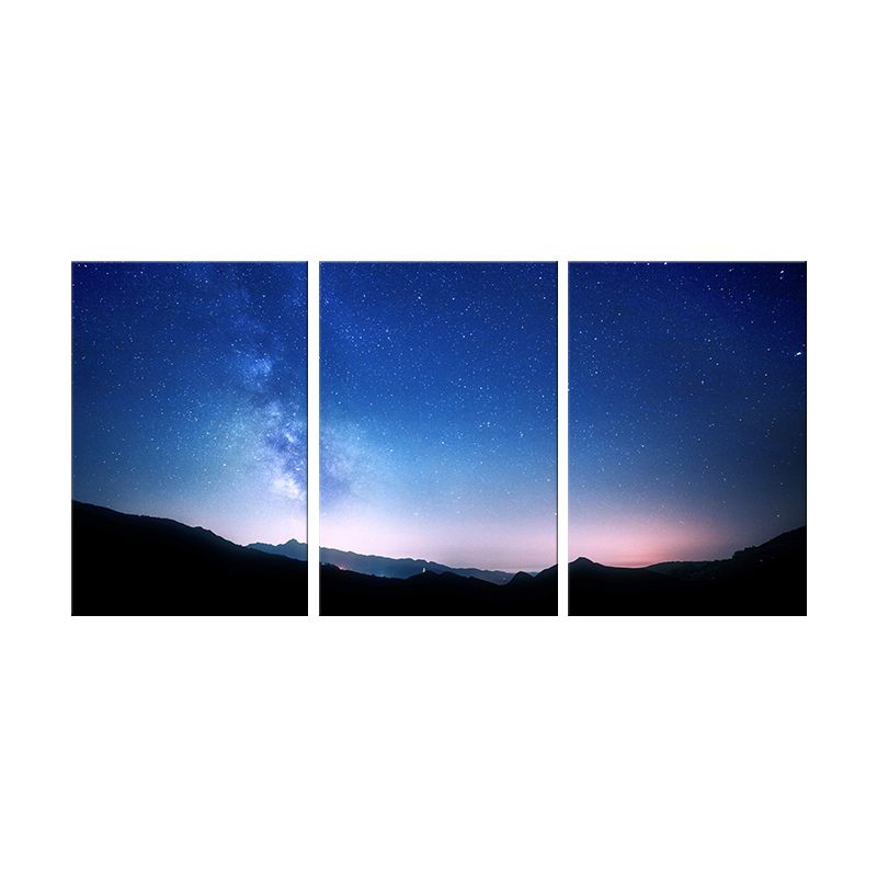 Magical Starry Night Sky Painting Light Color Modern Style Wall Decor for Dining Room