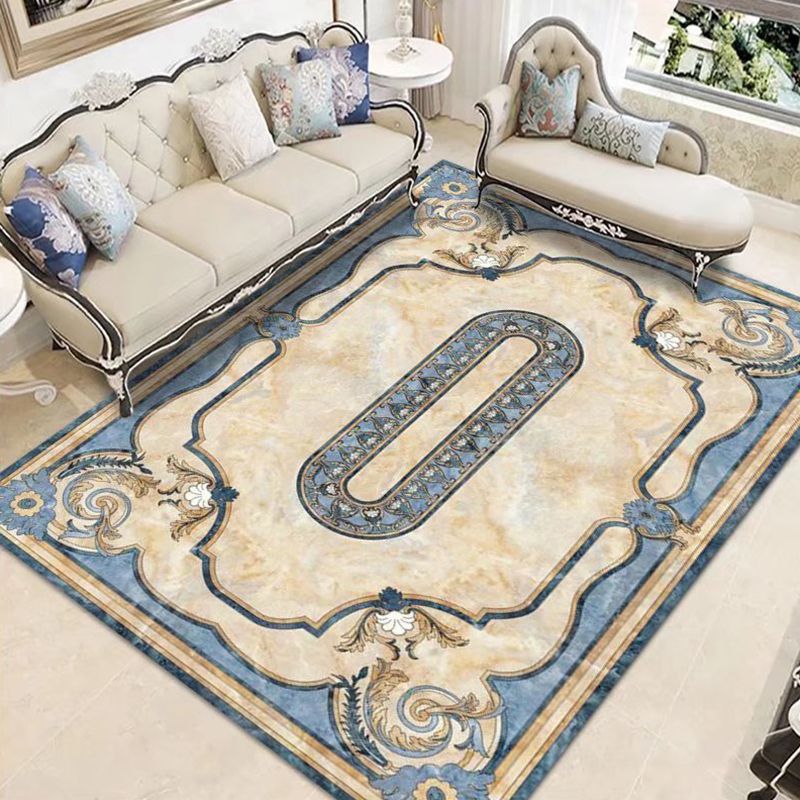 Mid-Century Area Rug Medallion Print Carpet Polyester Area Rug with Non-Slip Backing