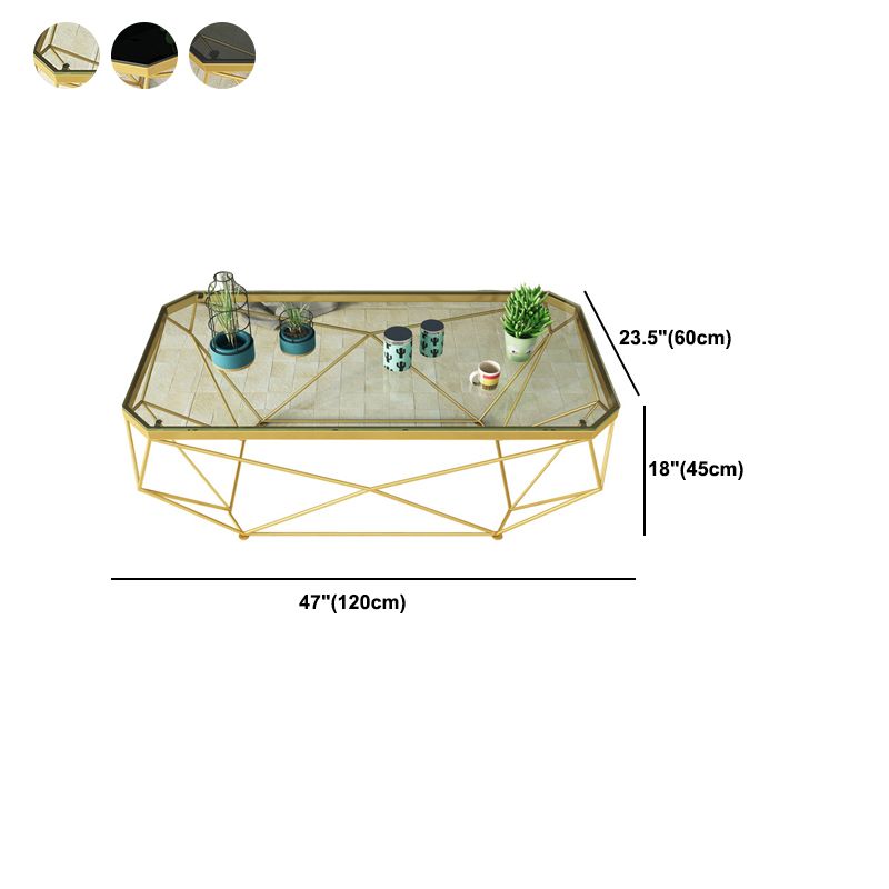 Modern Style Glass Top Coffee Table Iron Frame Cocktail Table