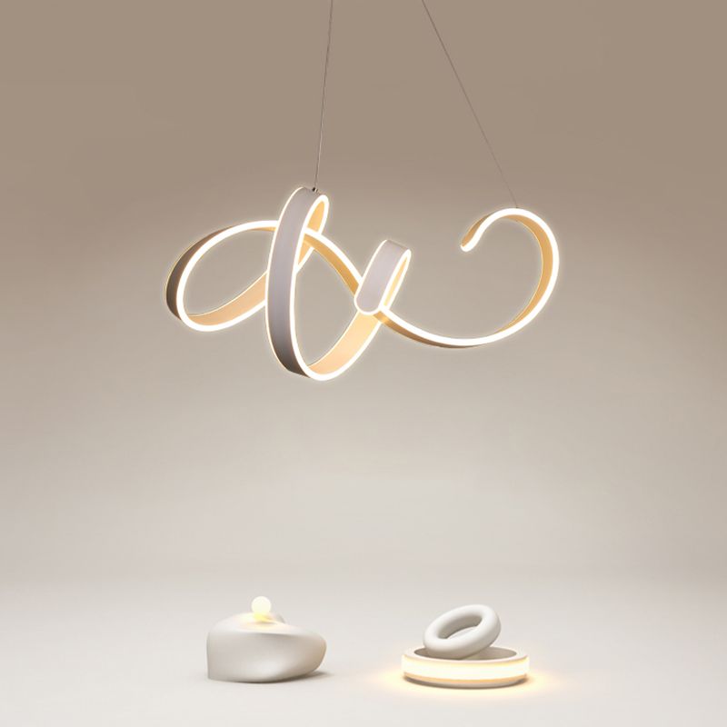 Lámpara de techo de LED retorcido blanco de aluminio moderno lámpara colgante para restaurante para restaurante