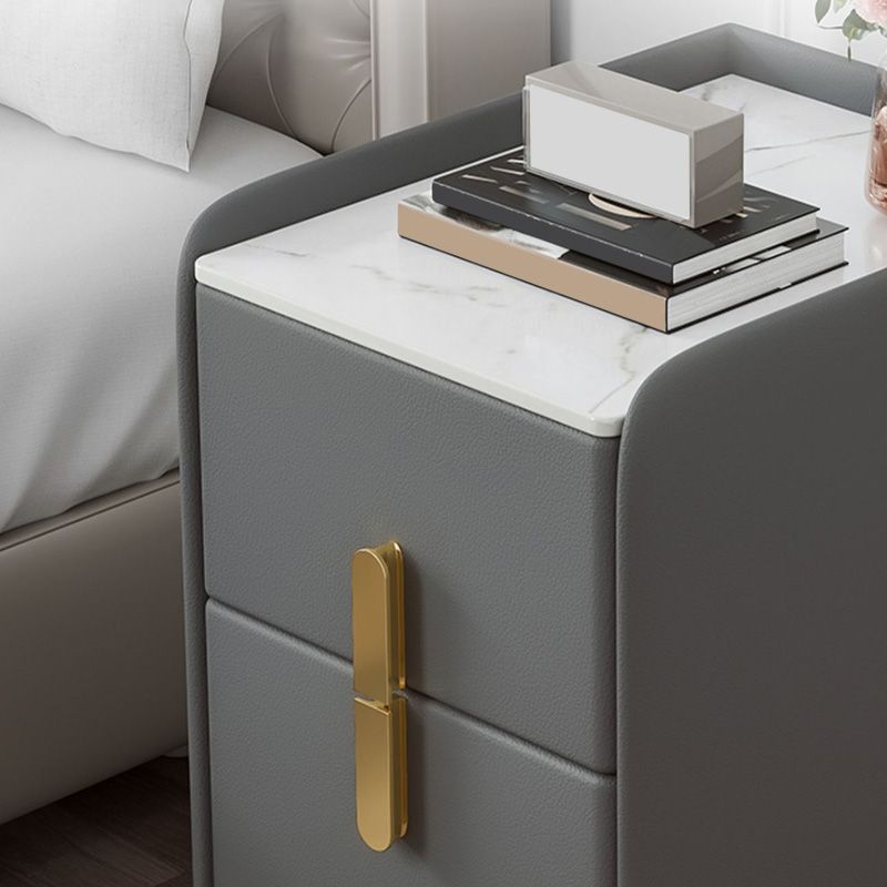Stone Night Table Modern Accent Table Nightstand for Bedroom