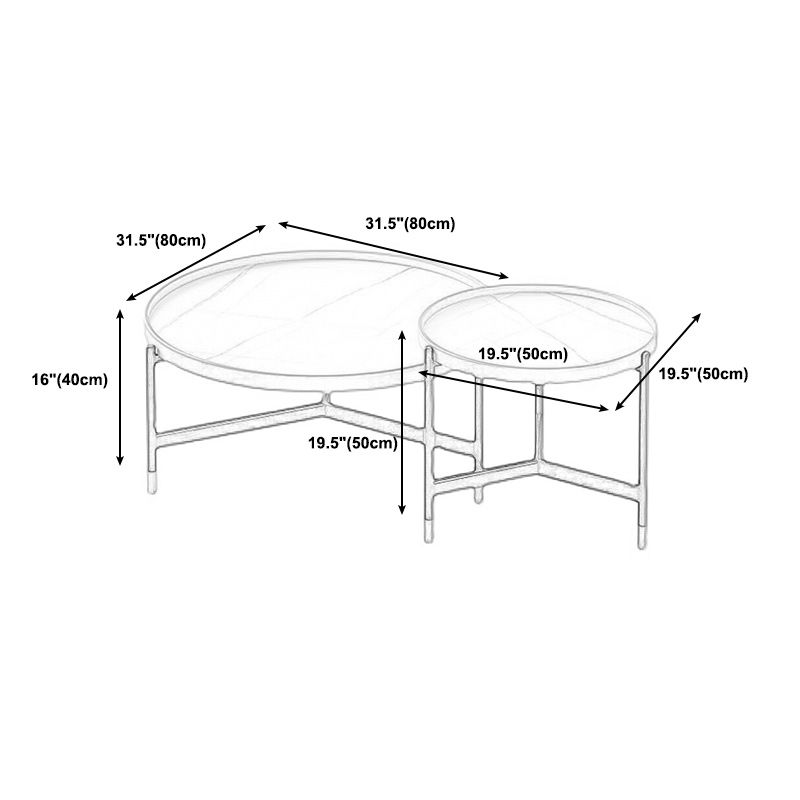 Modern Slate Tray Top 3 Legs Coffee Table White/Black Round Table