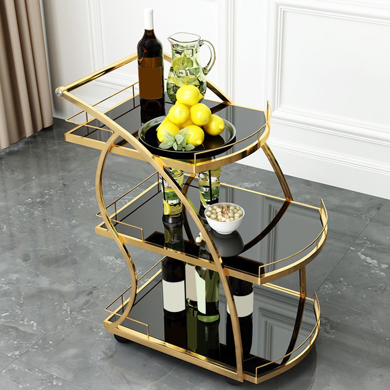 Contemporary 33.07"H Rolling Prep Table Metal Prep Table for Home Use