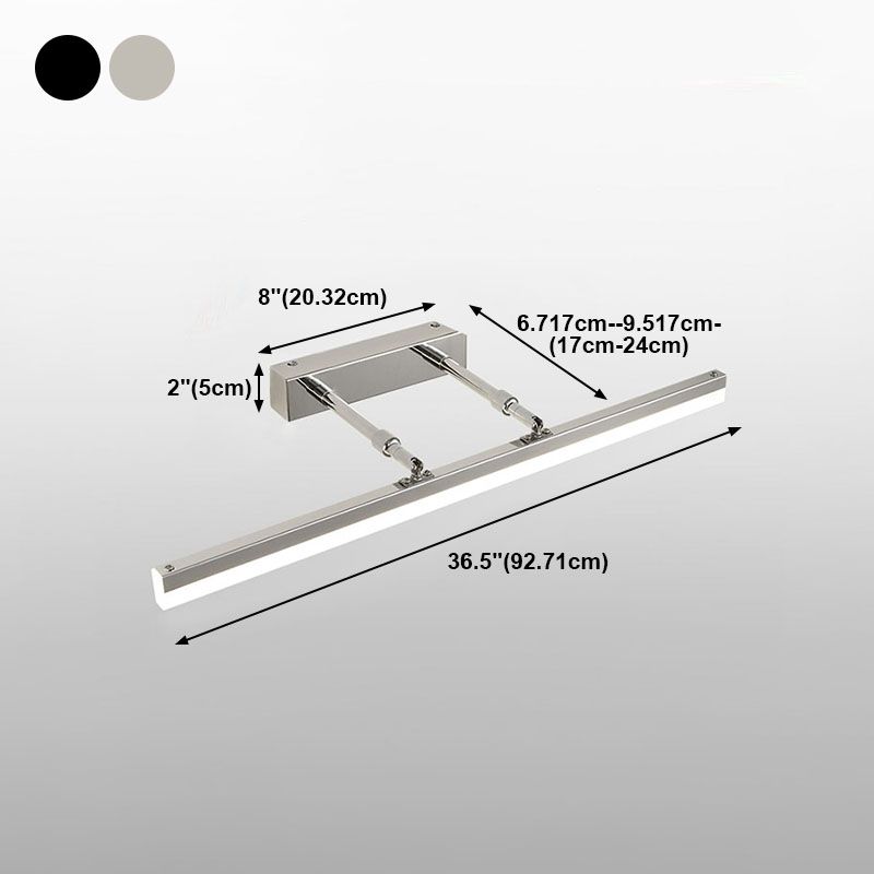 Metal Linear Shape Wall Light Modern 1-Light Swing Arm Mirror Wall Mount Light Fixture