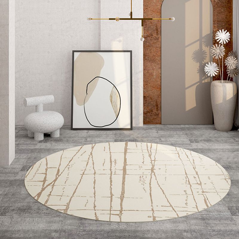 Light Yellow Rug Polyester Graphic Rug Non-Slip Backing Rug for Living Room