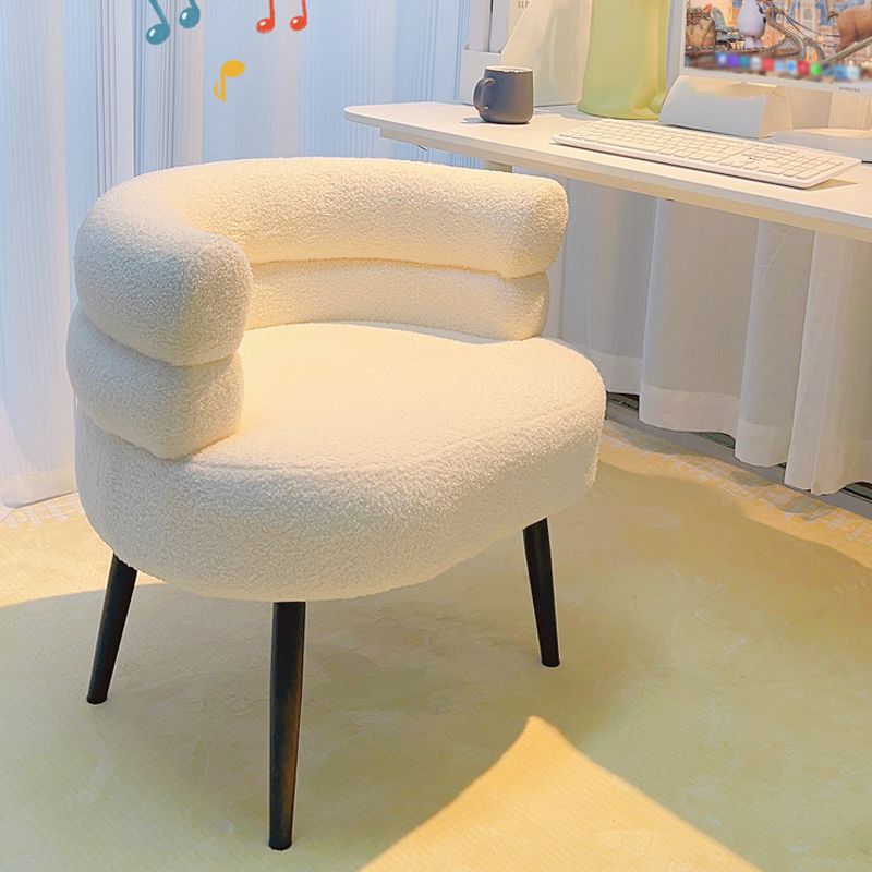 Sewn Pillow Back Chair Solid Color Upholstered Recessed Arms Chair