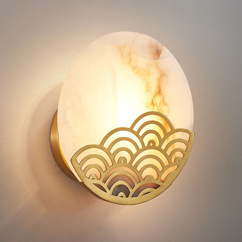 Lampe murale de la chambre circulaire colonialisme marbre simple éclairage mural d'éclairage mural en or, 8 "/ 10" de largeur