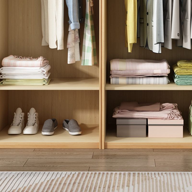 Freestanding Solid Wood Frame Wardrobe Traditional Wardrobe with Shelves