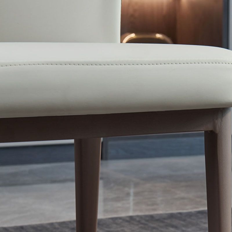 Contemporary Restaurant Leather Side Chair Brown Leg Wingback Dining Chair