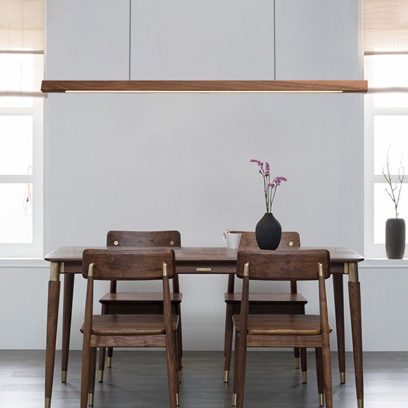 Zeitgenössische Insel Leichtes lineares Holz 1 helle Inselpendelleuchte für Küche