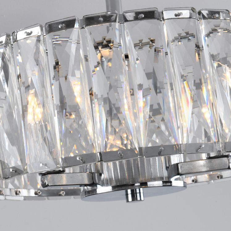 Cylinder Flush Mount Fixture Modern Crystal Flush Light for Living Room