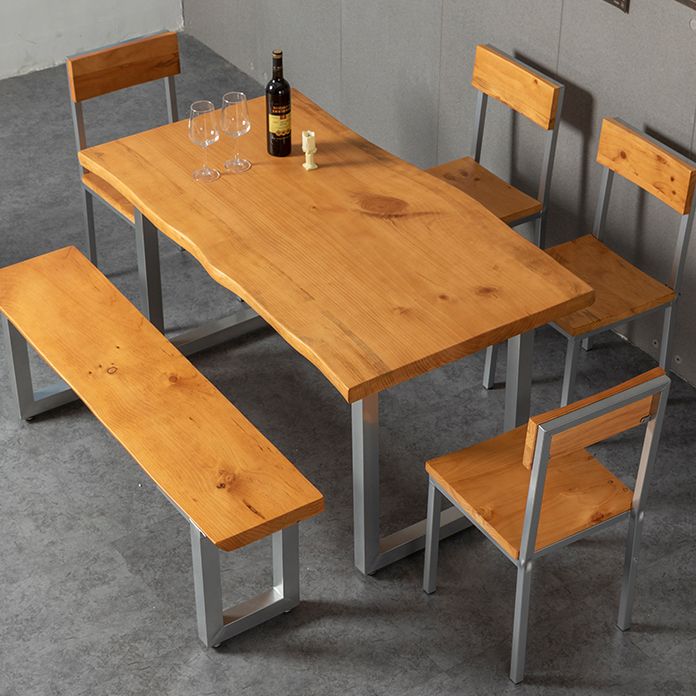Industrial Dining Table Set 1/4/5/6 Pcs Solid Wood Dining Table and Chairs